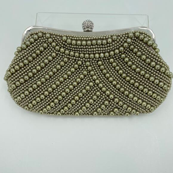 Vintage Inspired Beaded Clutch Purse With Rhinestone Clasp, Elegant, *READ* Prom - Picture 3 of 15